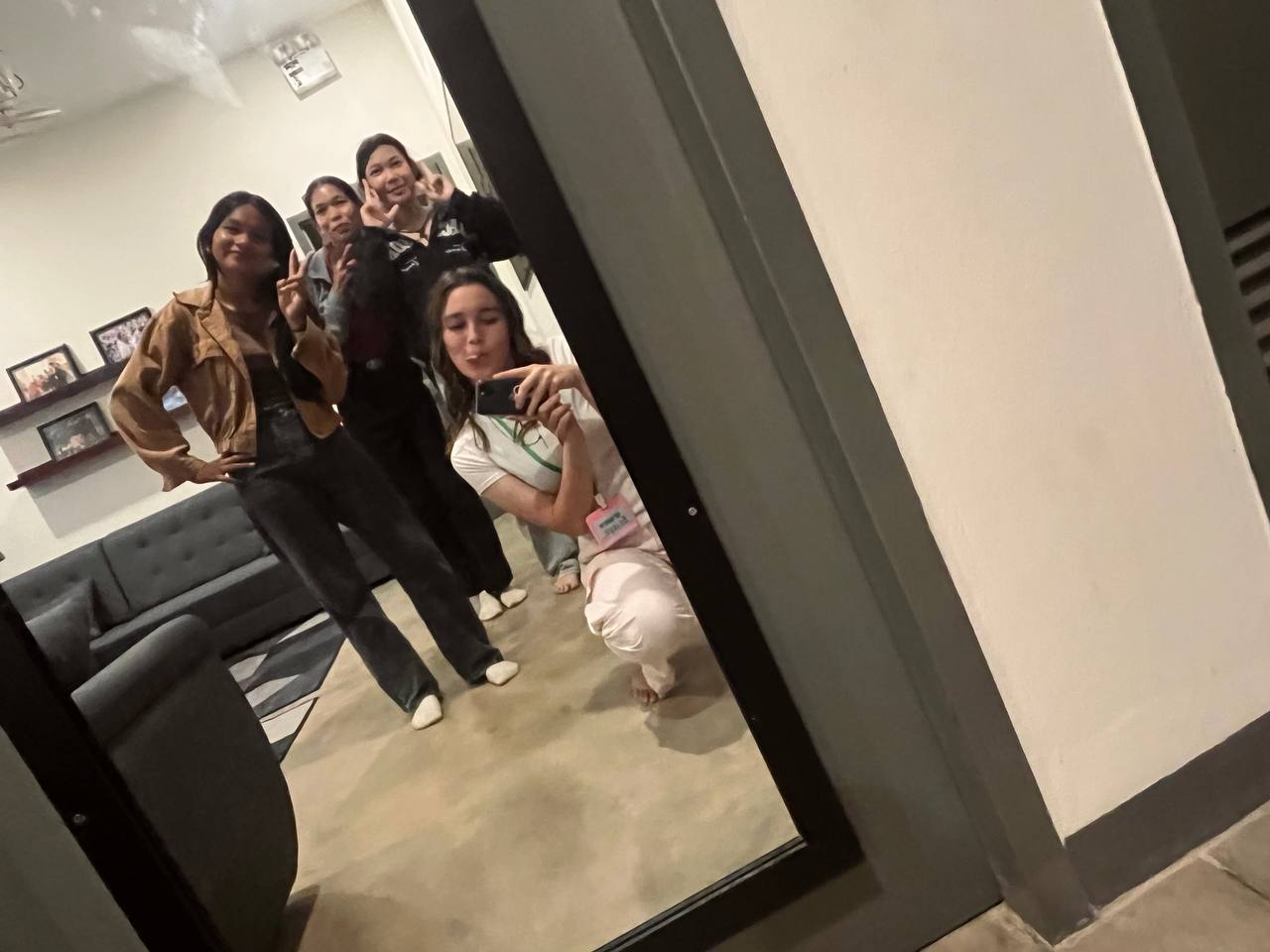 Brieya with friends in the evening at home in Cambodia.